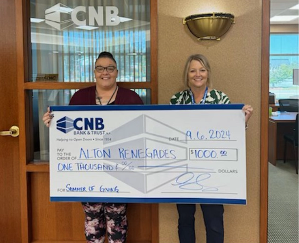 CNB presents check to Alton Renegades Youth Football and Cheerleading